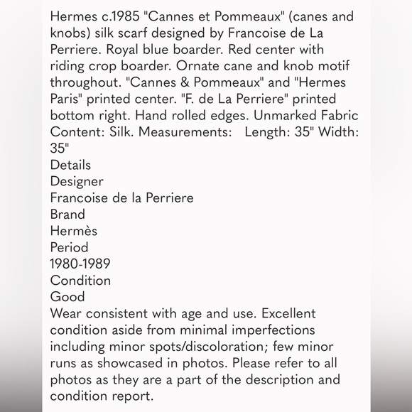 Hermès Cannes & Pommeaux 100% Silk Scarf - Picture 13 of 13